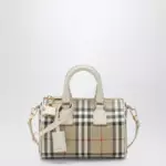 Burberry Mini Vintage Check bowling bag in coated cotton beige