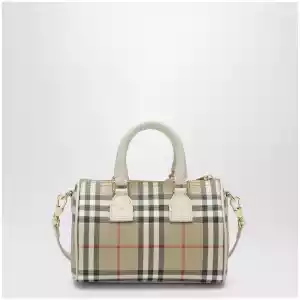 Burberry Mini Vintage Check bowling bag in coated cotton beige
