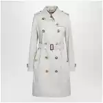 Burberry Kensington mid-length tropical gabardine trench coat, beige