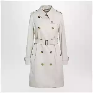 Burberry Kensington mid-length tropical gabardine trench coat, beige