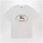 Burberry White cotton Check T-shirt with Knight Stamp