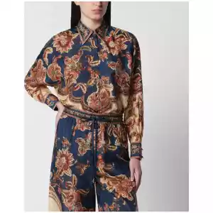 ZIMMERMANN Aster Relaxed navy Jacobean shirt