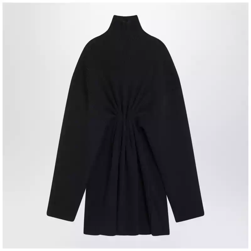 Balenciaga Pinched navy mini dress in wool and cotton