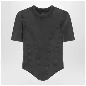Balenciaga Washed black corset-style T-shirt