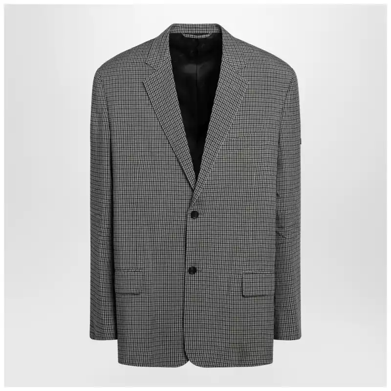 850763TTO38_S_BALEN-2866.x Balenciaga Khaki and brown gingham jacket