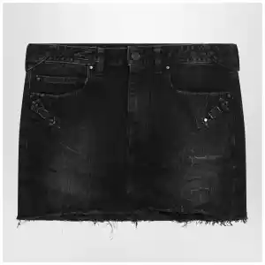Balenciaga Washed black City mini denim skirt