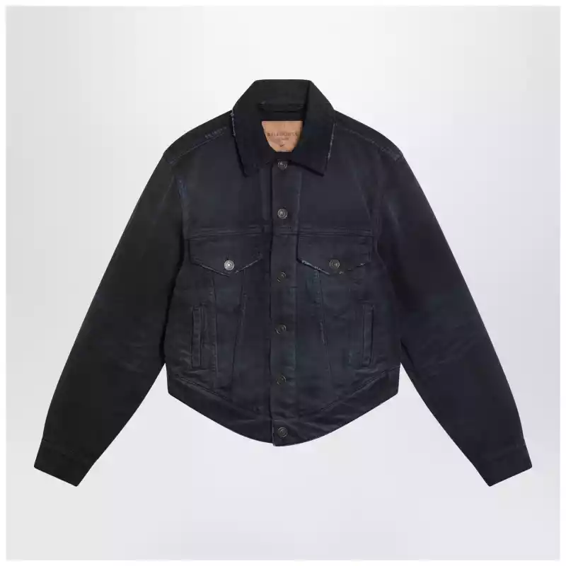 856423TTW64_S_BALEN-8074.x Balenciaga Navy blue jacket with curved waist