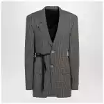 Balenciaga Vichy-pattern jacket with side lace detail