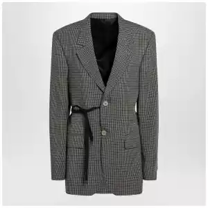 Balenciaga Vichy-pattern jacket with side lace detail