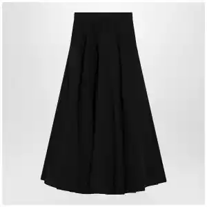 Balenciaga Black cotton ripstop Godet maxi skirt