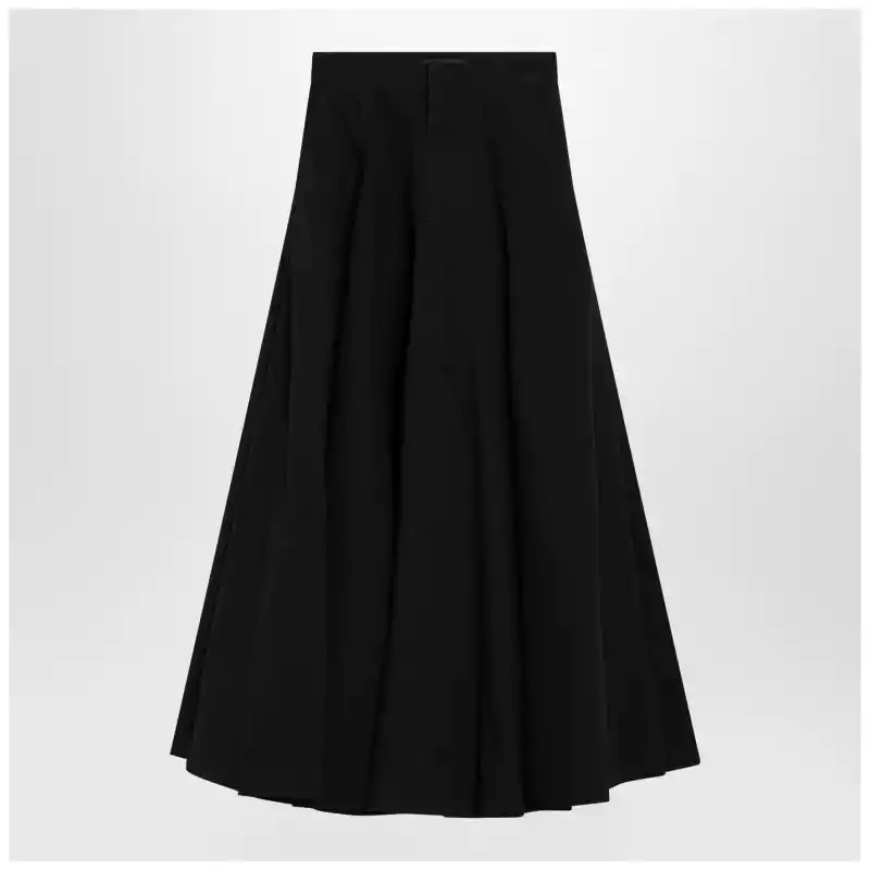 Balenciaga Black cotton ripstop Godet maxi skirt