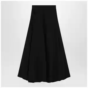 Balenciaga Black cotton ripstop Godet maxi skirt