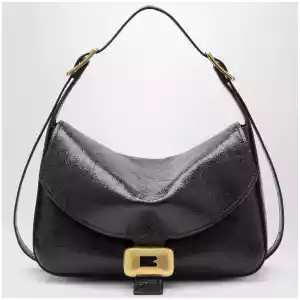 Balenciaga Medium Clicca shoulder bag in lambskin leather, black