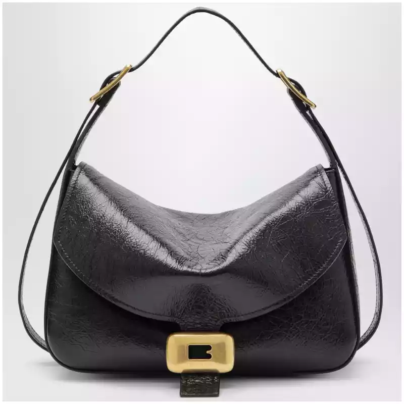 Balenciaga Medium Clicca shoulder bag in lambskin leather, black