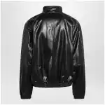 Balenciaga Black/burgundy zip-up leather sweatshirt