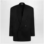 Balenciaga Double-breasted oversized wool blazer in black