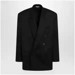 Balenciaga Double-breasted oversized wool blazer in black