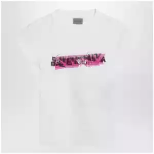 Balenciaga Messy Spray T-shirt with cut-out back in white cotton