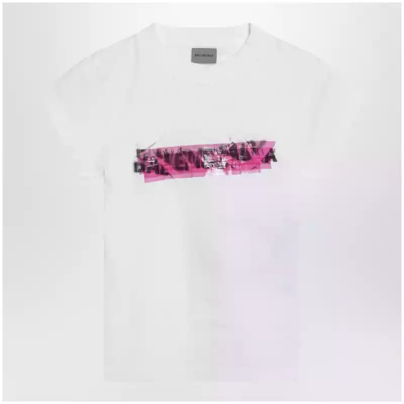 Balenciaga Messy Spray T-shirt with cut-out back in white cotton