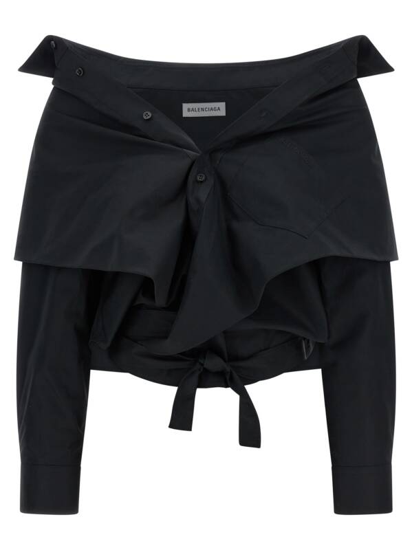Balenciaga Crop Shirt Off The Shoulder