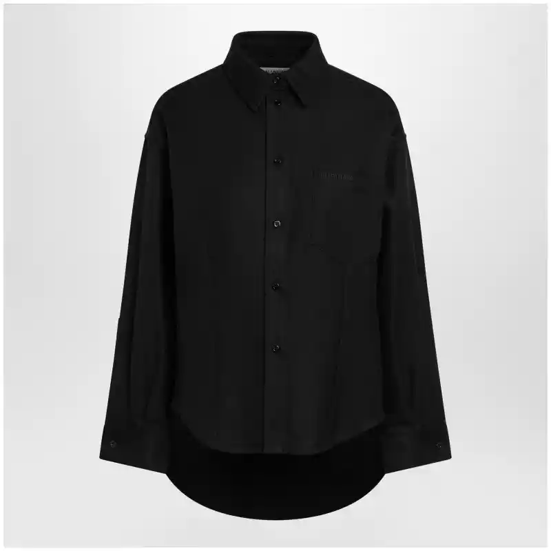 Balenciaga Classic cocoon shirt in double cotton, black