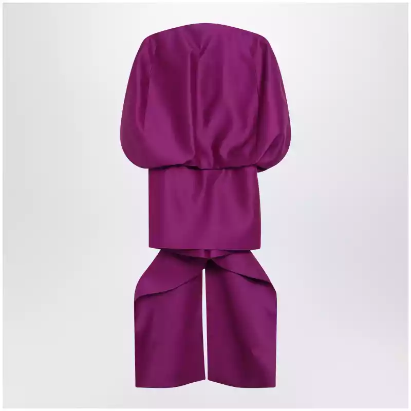 875842TUT22_S_BALEN-5100.x Balenciaga Off-shoulder mini dress in wool-silk blend, violet