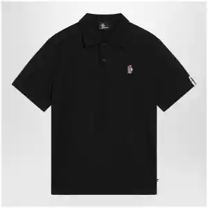 Moncler Grenoble Black polo shirt with logo patch
