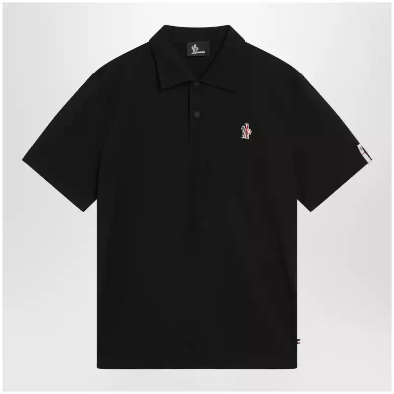 Moncler Grenoble Black polo shirt with logo patch