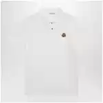 Moncler White cotton piqué polo shirt with logo patch