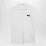 Moncler White cotton polo shirt with triple crest logo patch