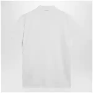 Moncler White cotton polo shirt with triple crest logo patch