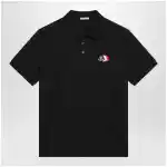 Moncler Blue cotton polo shirt with triple crest logo patch