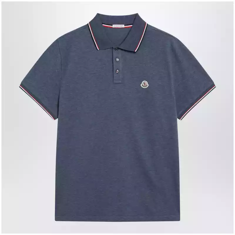 Moncler Light blue short-sleeve polo shirt