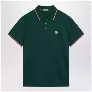 Moncler Olive green short-sleeve polo shirt