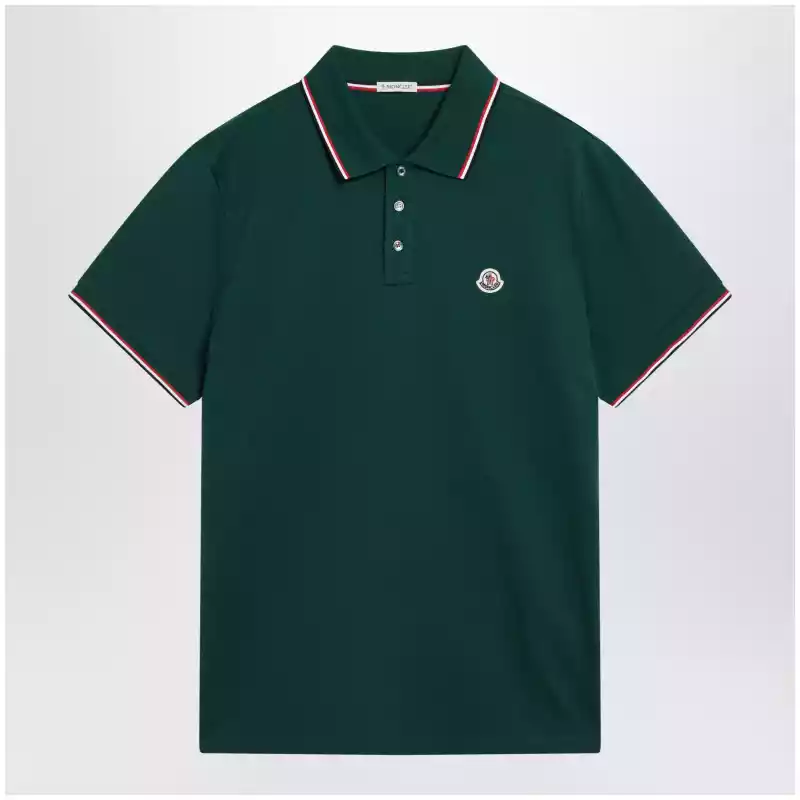 Moncler Olive green short-sleeve polo shirt