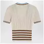 Valentino Openwork striped cotton cardigan