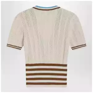 Valentino Openwork striped cotton cardigan