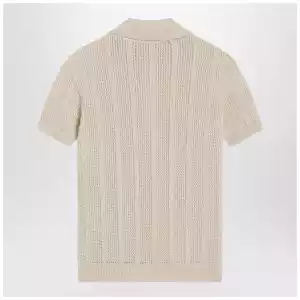 Valentino Ivory cotton knit polo shirt