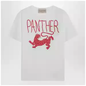 Valentino Ivory T-shirt with Panther print