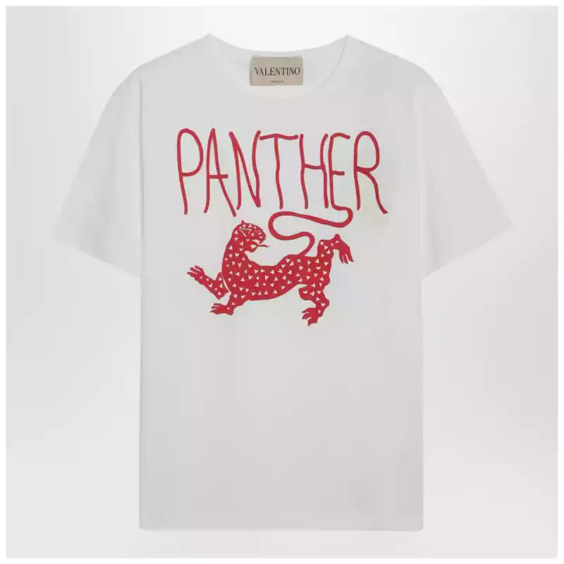 Valentino Ivory T-shirt with Panther print