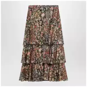 Valentino Silk tiered skirt with floral print