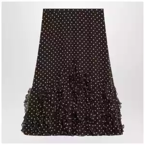 Valentino Brown silk skirt with Plusdepois motif