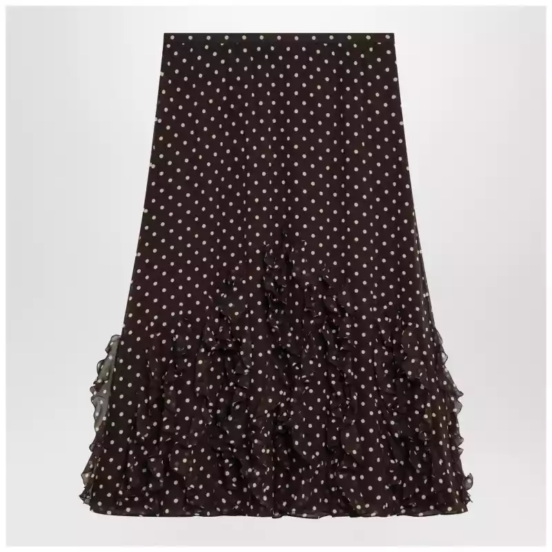 Valentino Brown silk skirt with Plusdepois motif