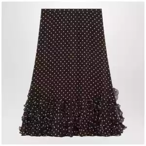 Valentino Brown silk skirt with Plusdepois motif