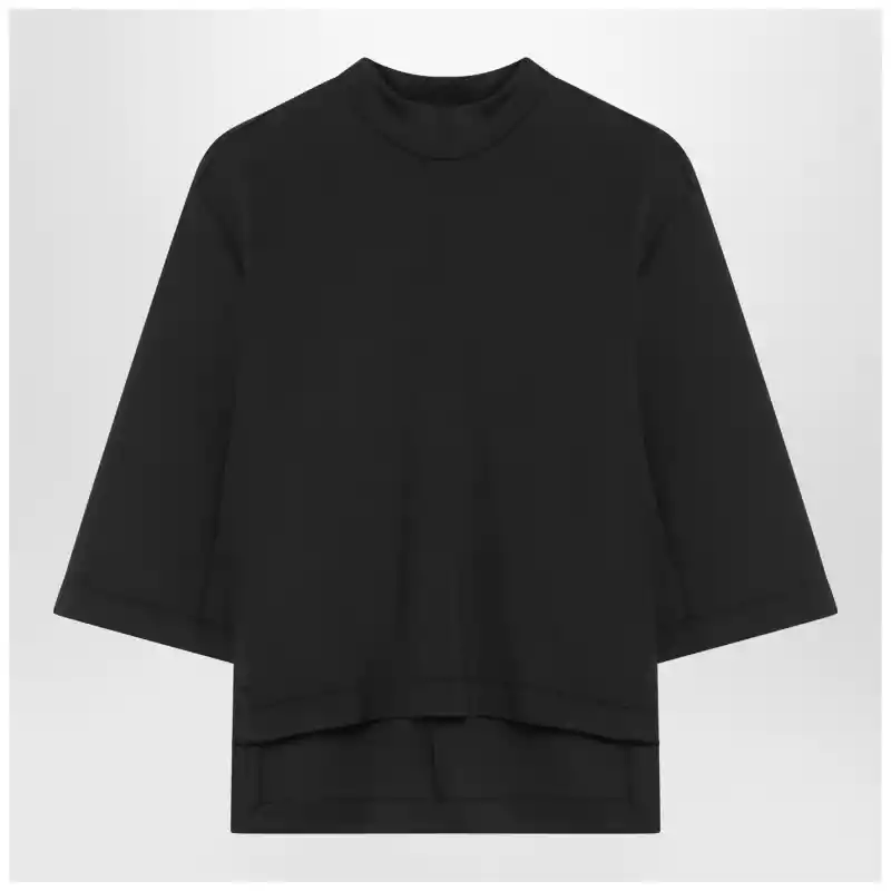 Moncler X Edward Enninful Black top with asymmetric hem