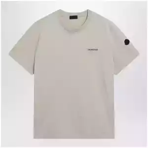 Moncler Light beige crewneck T-shirt with logo