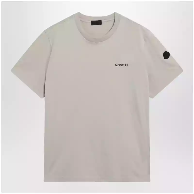 Moncler Light beige crewneck T-shirt with logo