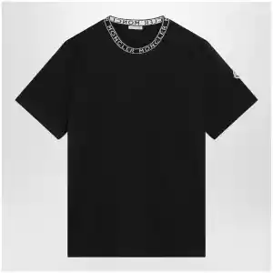 Moncler Black crewneck T-shirt with logo