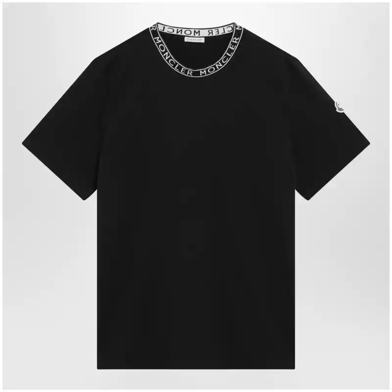 Moncler Black crewneck T-shirt with logo