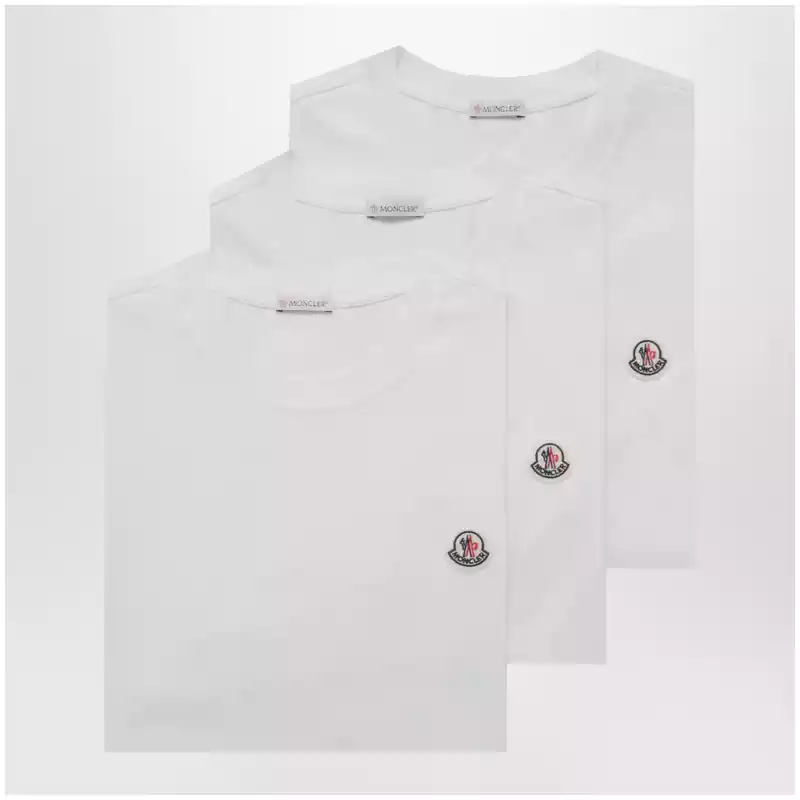 Moncler Set of three cotton T-shirts with logo patch